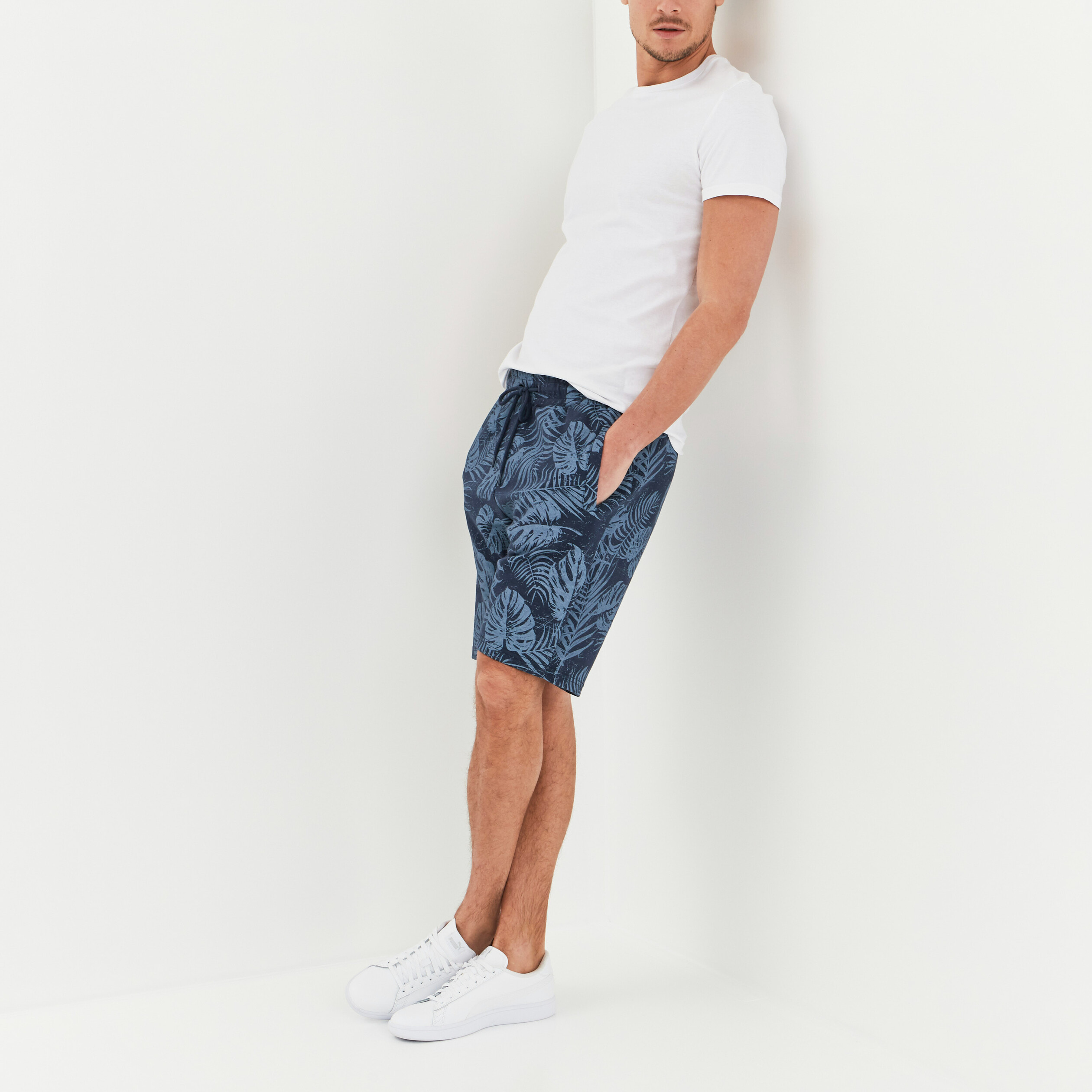 Jogging-Short droit à coulisse bleu homme | La Halle