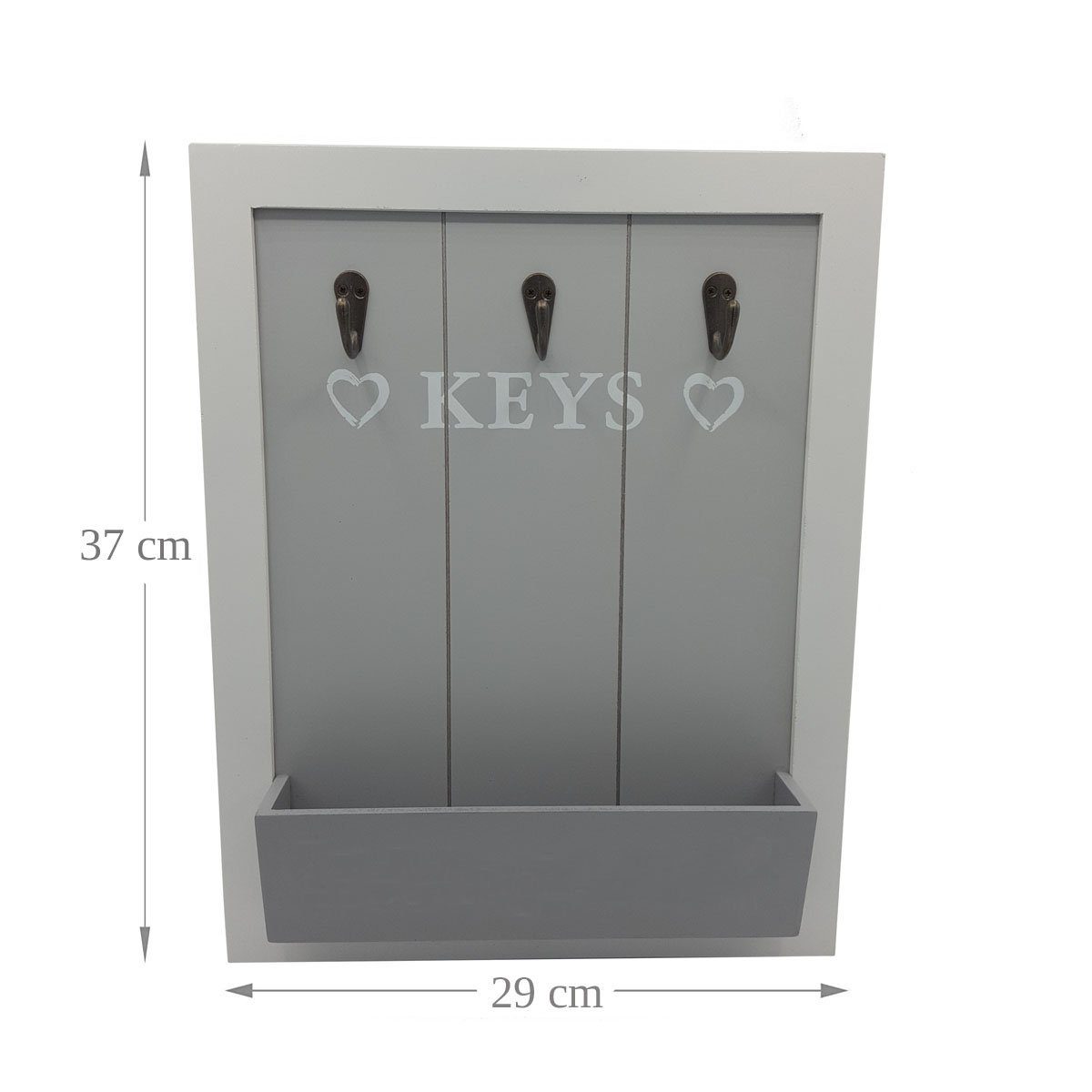 LB H&F Lilienburg Schlüsselbrett Schlüsselbrett Keys Holz mit Briefablage Briefhalter Handyhalter, (grau weiß Holz Vintage Schlüsselschrank und 3 Schlüsselhaken für Briefe, Stifte, Handy Schlüsselleiste Schlüsselboard, Handyablage Schlüsselkasten Sch