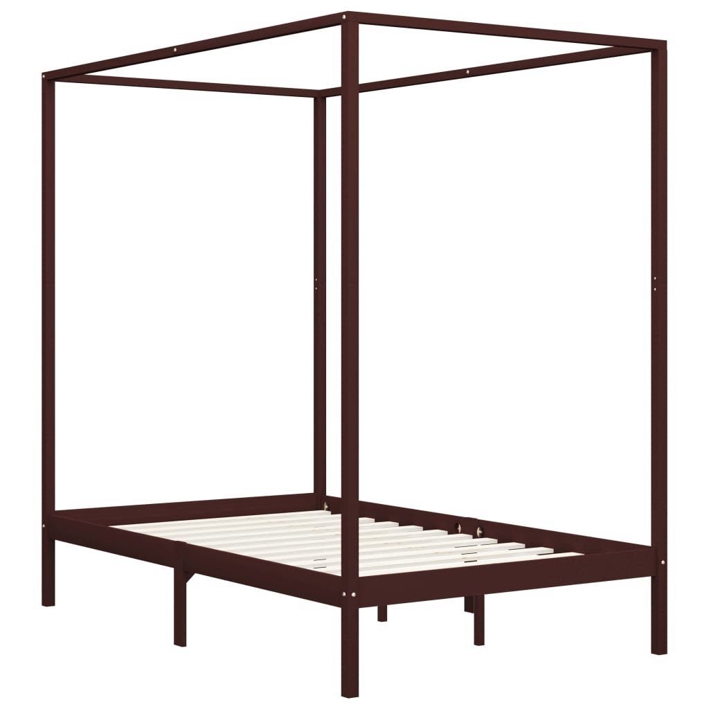 möbelando Himmelbett 299785 (LxBxH: 204x144x200 cm), aus Kiefer in Dunkelbraun