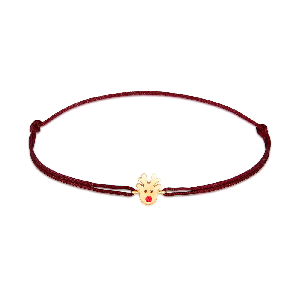 Elli Elli Bracelet Femmes pendentif renne de Noël avec du nylon rouge en argent sterli Bracelet