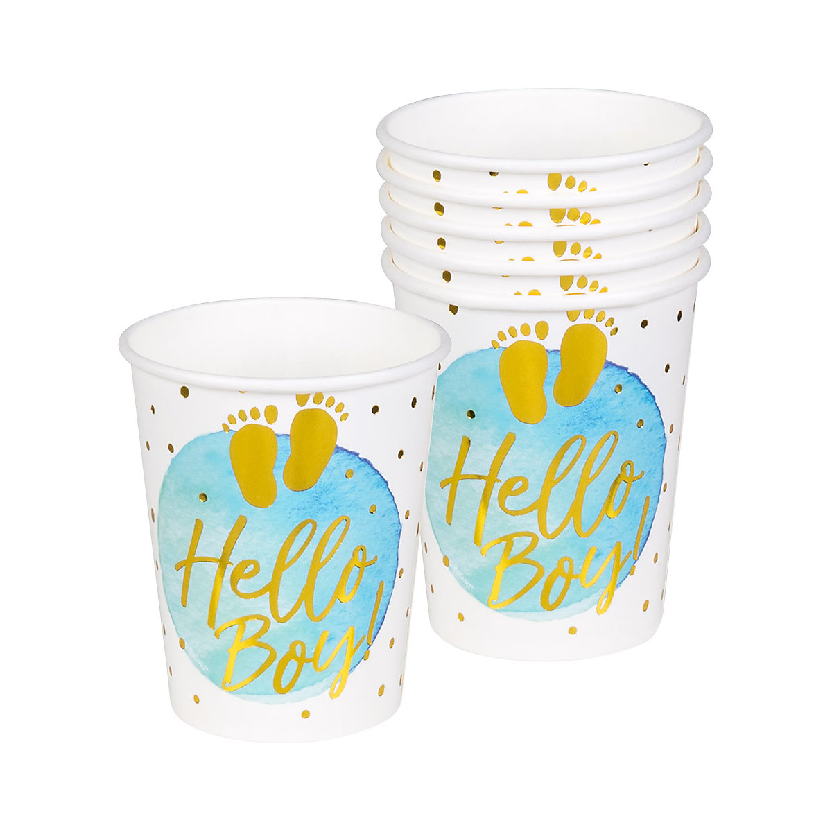 Boland 333-53237 Papp-Partybecher/Trinkbecher Hello Boy, 250 ml, 6 Stück