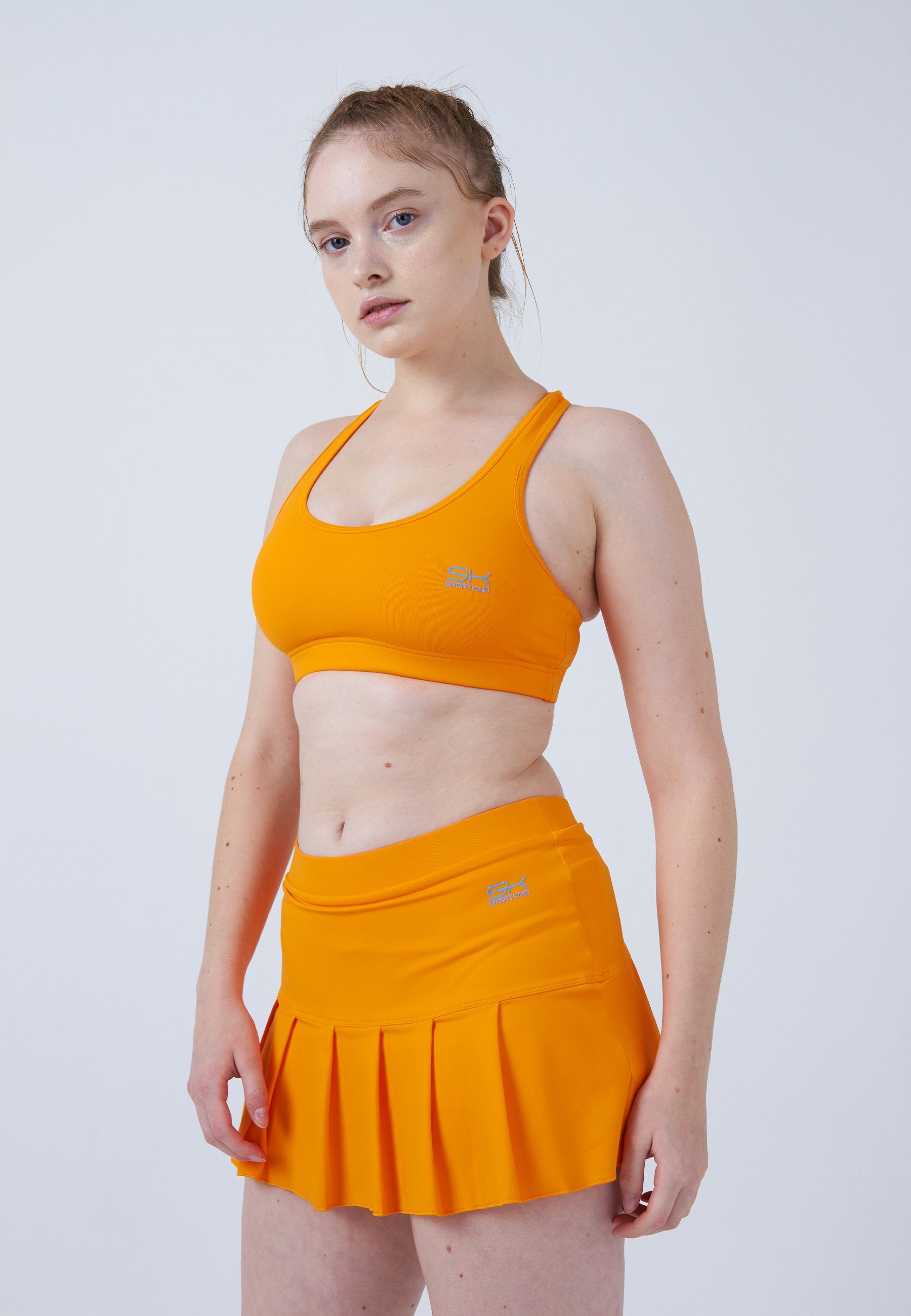 SPORTKIND Tennisrock Falten Tennis Skort Mädchen & Damen orange