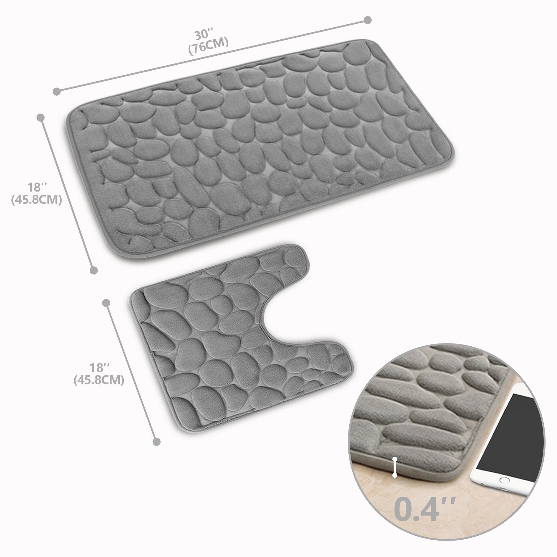 Badematte Badematte Memory Foam, Badvorleger Rutschfest Waschbar 2-Tlg CALIYO, Memory Schaum, rutschhemmend beschichtet, schnell trocknend, strapazierfähig, Polyester, Badematte Duschvorleger Duschteppich für Badewanne, Dusche, Badezimmer