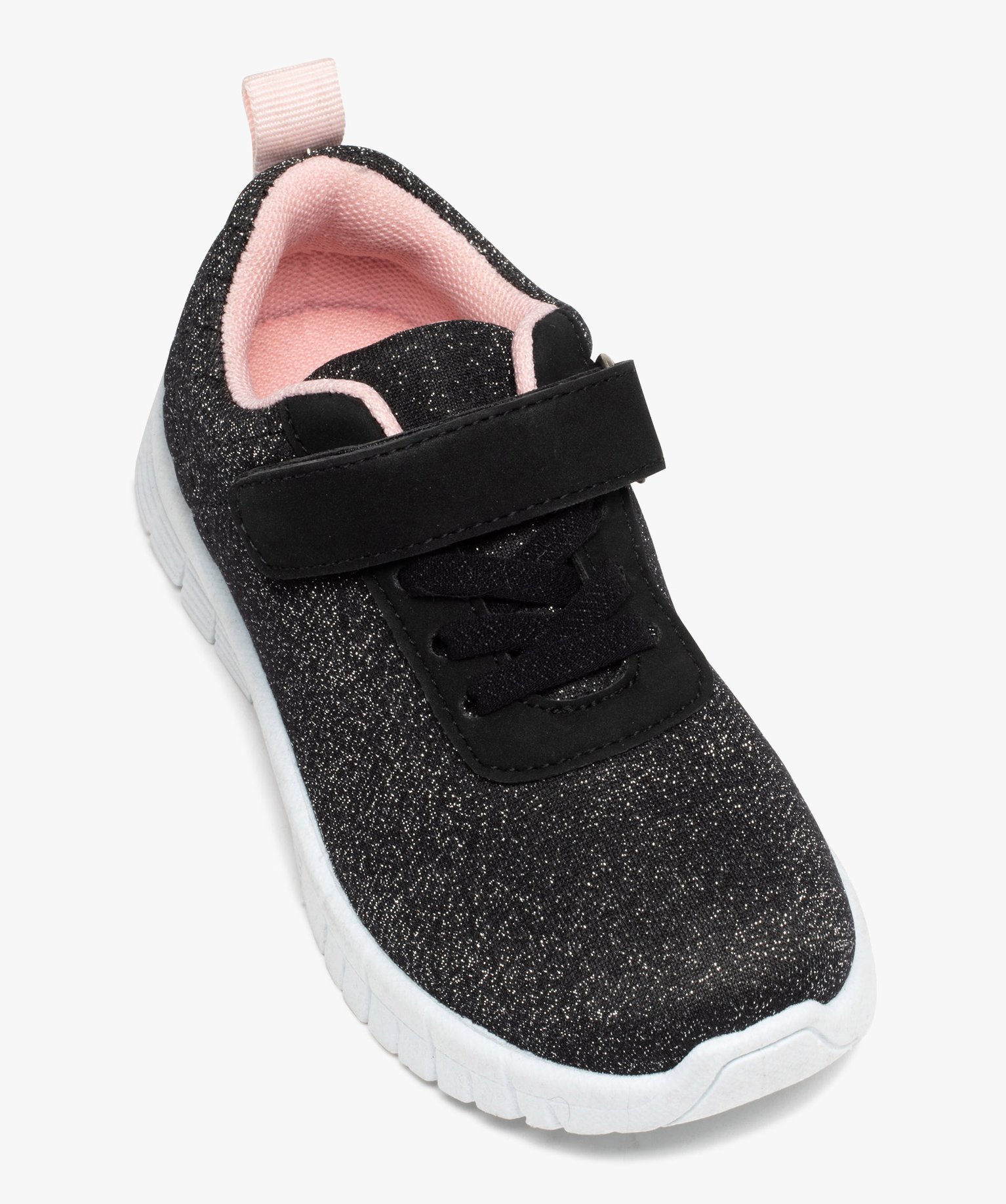 Baskets fille en toile pailletée avec scratch noir | GEMO