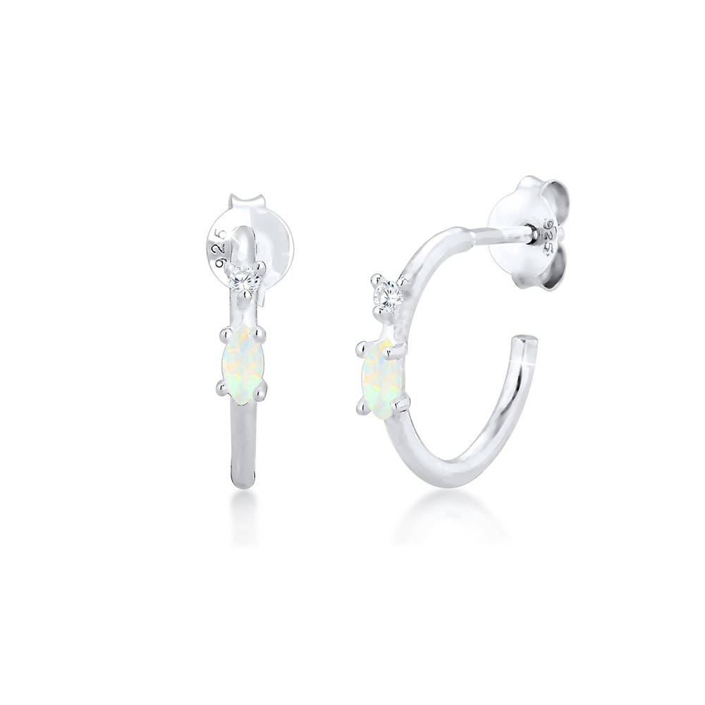 Elli Elli Boucles d'Oreilles Créoles Cristaux Zircone Opale Boucles d'oreilles Femme A Boucles d'oreilles