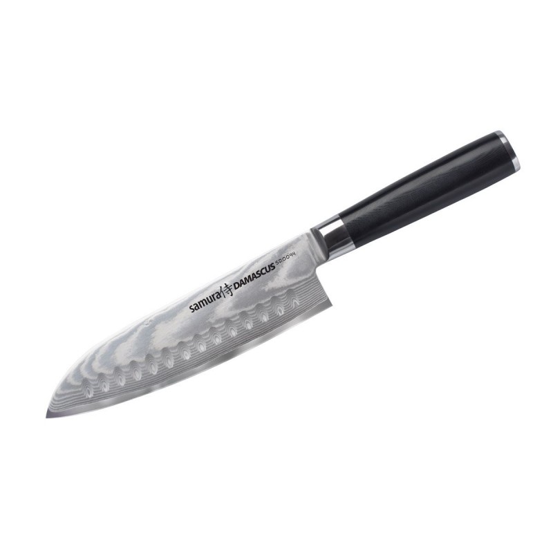 Samura Damascus Japanisches Küchenmesser, alveoliertes Santoku cm.18