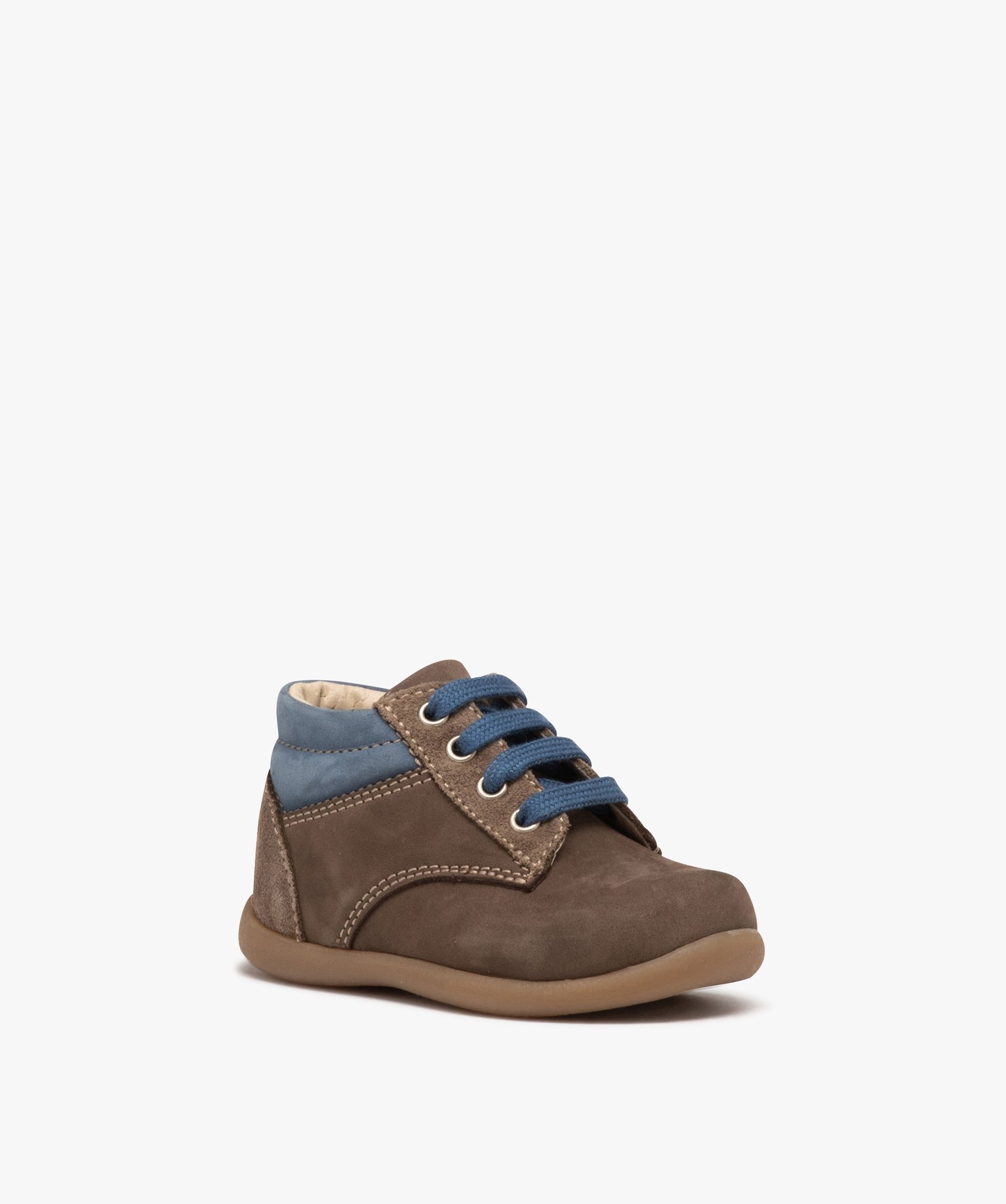 Chaussures premiers pas bébé Garçon bicolores en cuir suédé