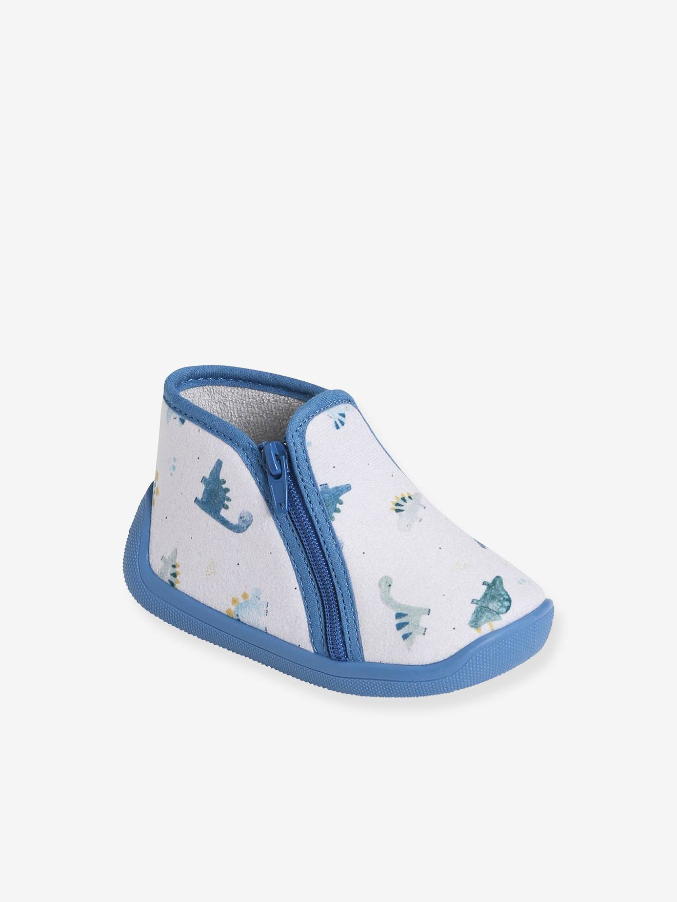 Chaussons zippés bébé garçon fabriqués en France gris imprimé