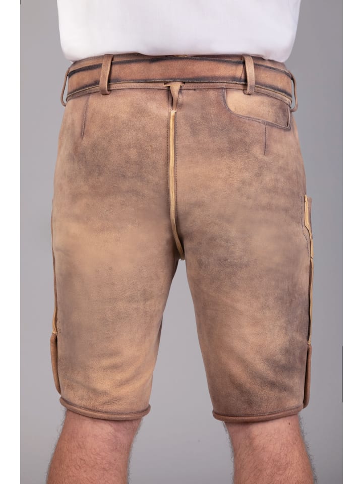 Edelnice Kurze Wildbock Lederhose Peter blau sämisch in braun günstig kaufen