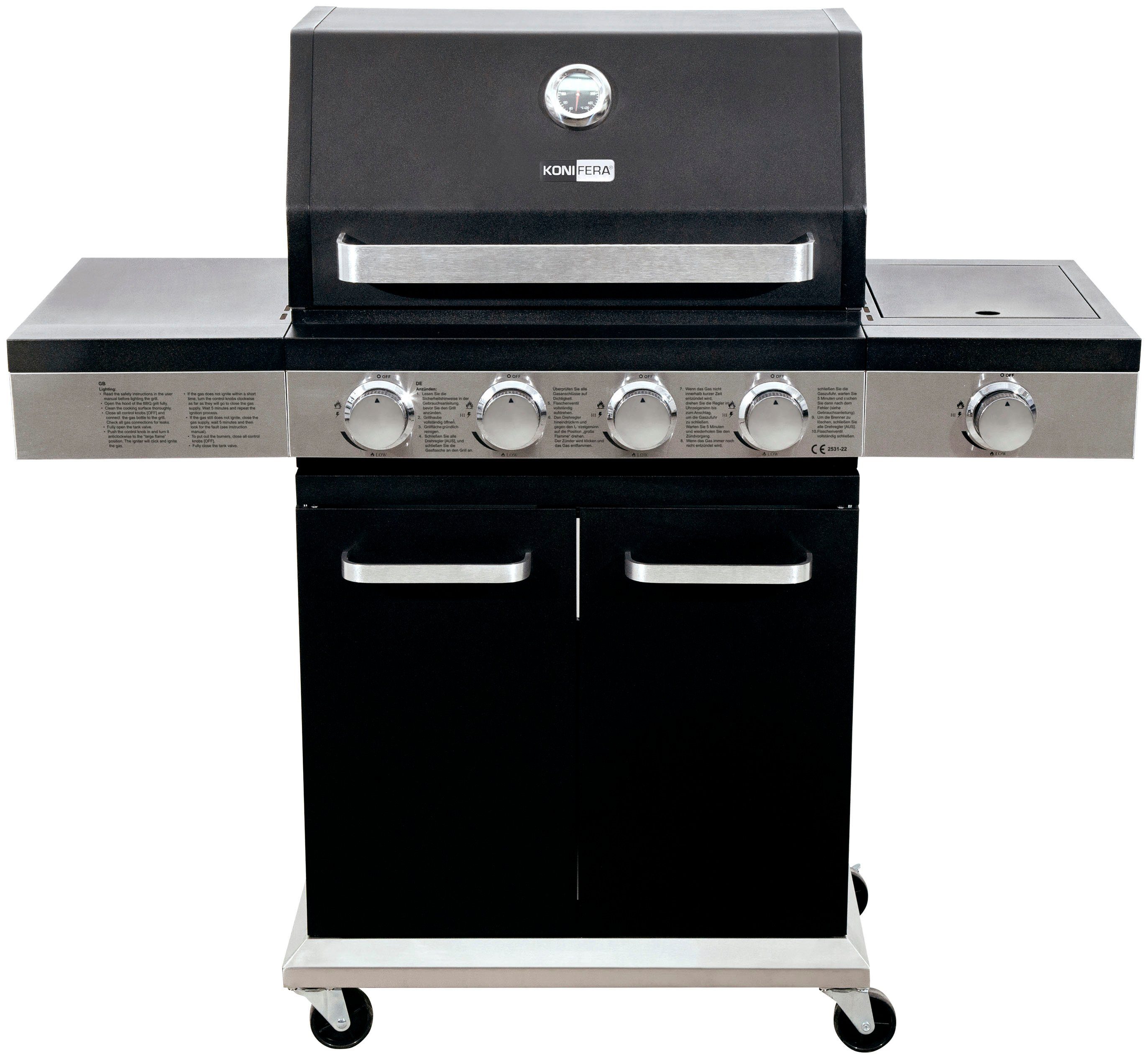 KONIFERA Gasgrill Montreal, BxTxH: 119x47,5x114, 4 Hauptbrenner und 1 Seitenbrenner