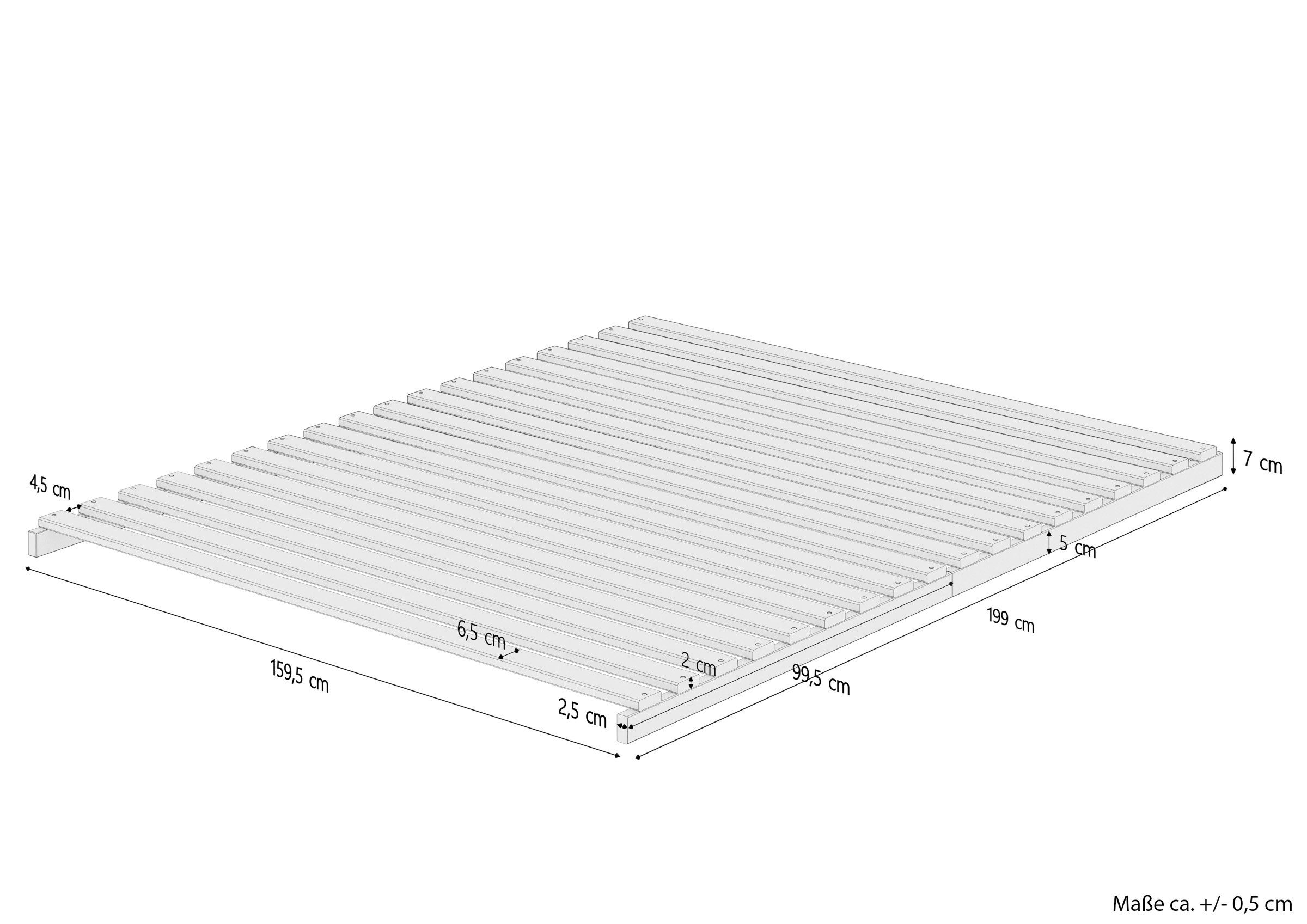 Rollrost Lattenrost völlig metallfrei Stecksystem 160x200, ERST-HOLZ