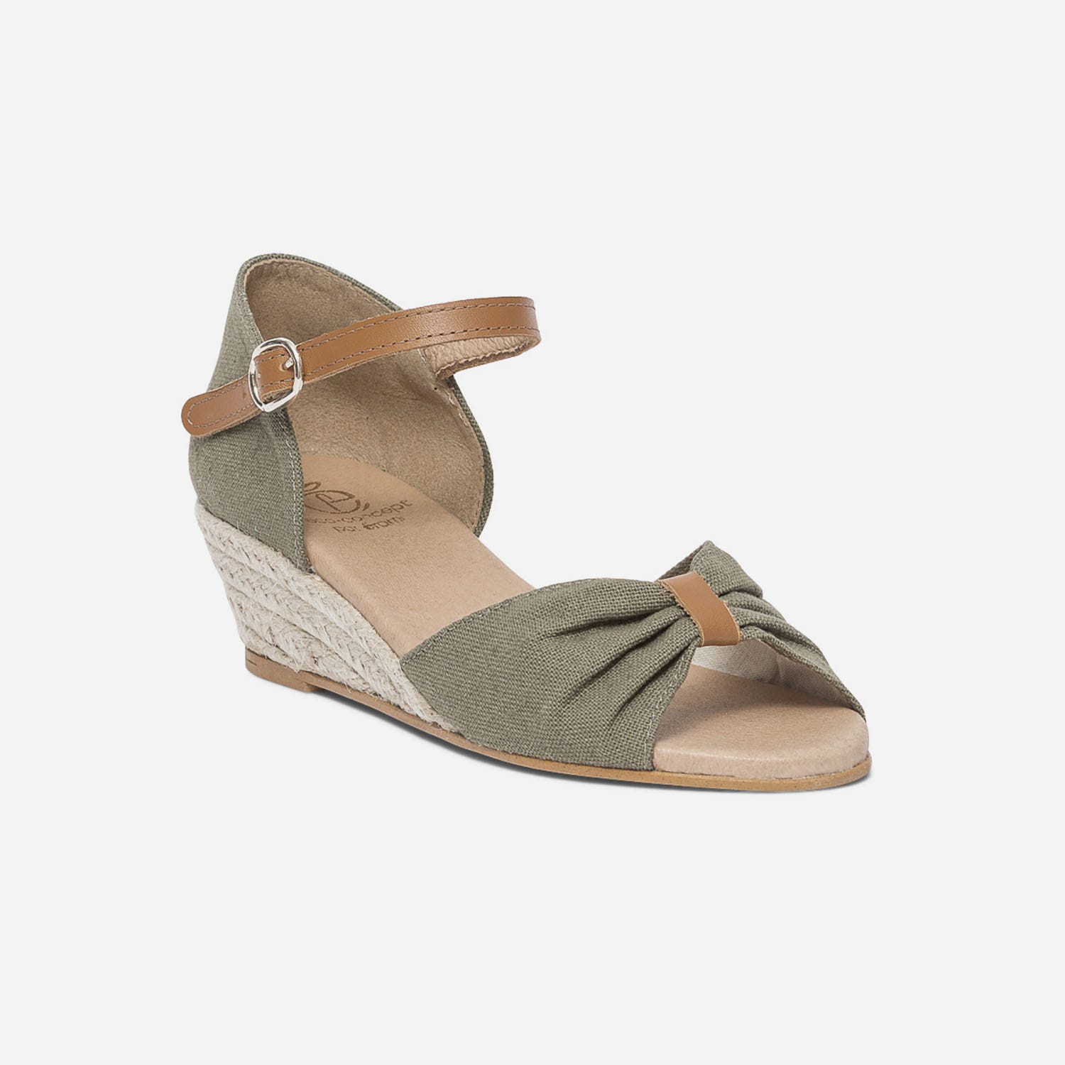 Sandale kaki en toile de coton et chanvre