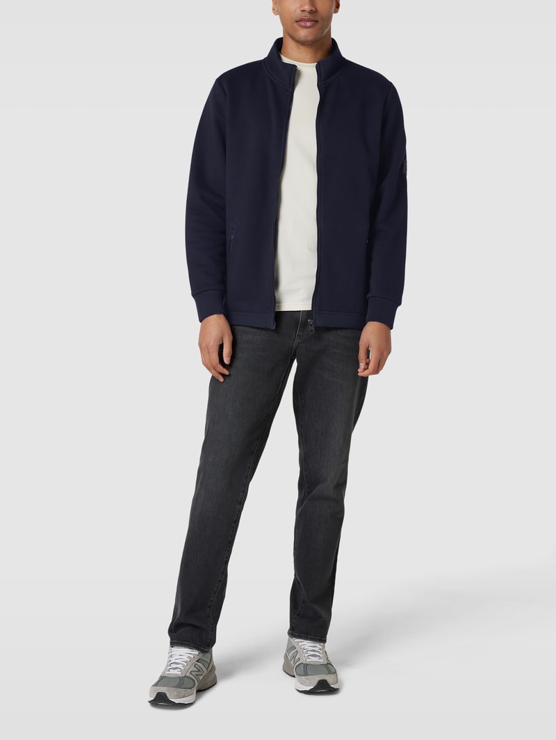 Sweatjacke mit Label-Patch in marineblau