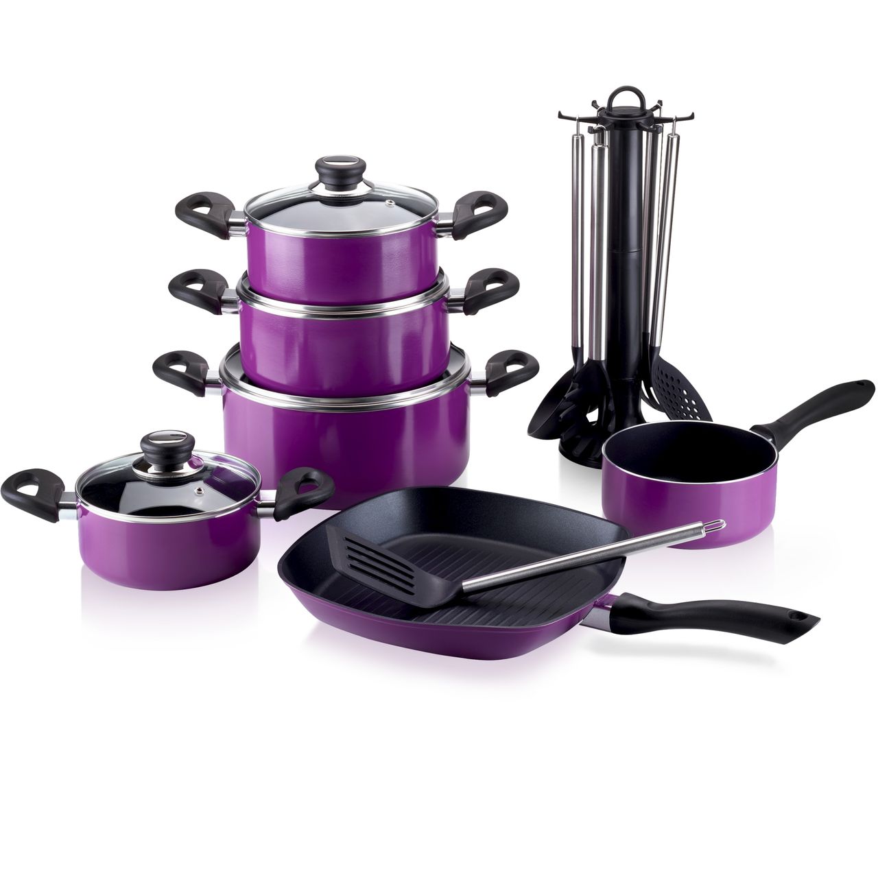 Karl Krüger Aluguss Set 17 tlg., lila