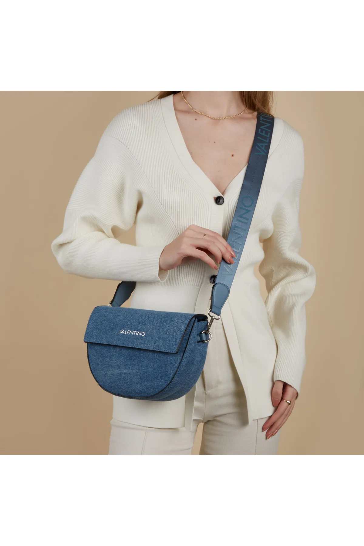 1'ASLAN  Valentino Bags Bigs Damen Umhängetasche Blau Vbs7so02redenim