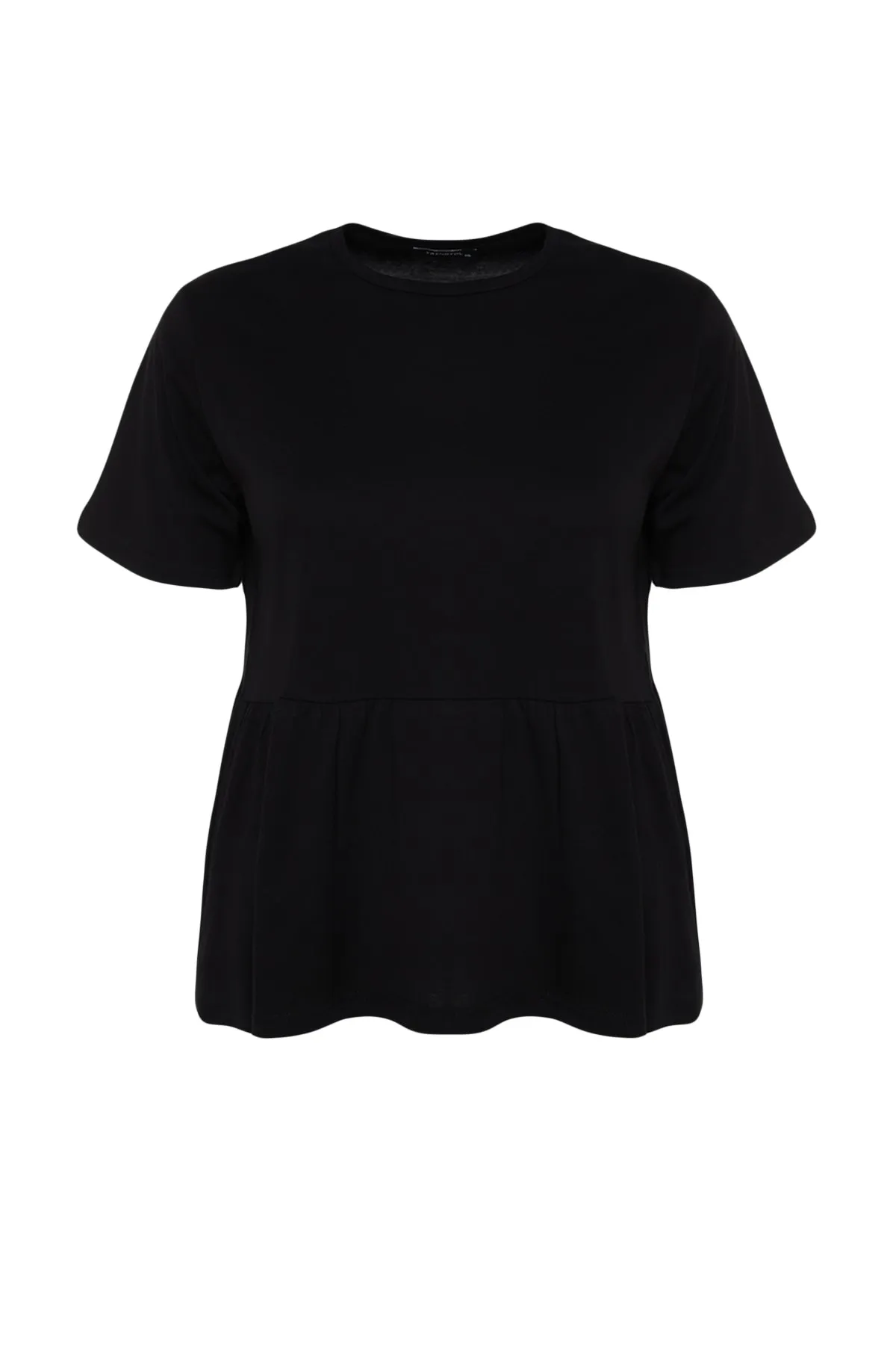 Trendyol Curve  Schwarzes Strick-T-Shirt mit Rundhalsausschnitt TBSSS22TS2094