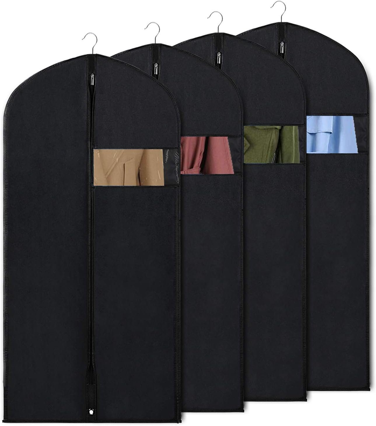 SCOHOME Kleidersack Kleidersack für die Aufbewahrung, Atmungsaktiver Stoff (60 x 80/100/120/140cm) Kleidersäcke Lang für den Kleider Mäntel Abendkleider, 4 Stück