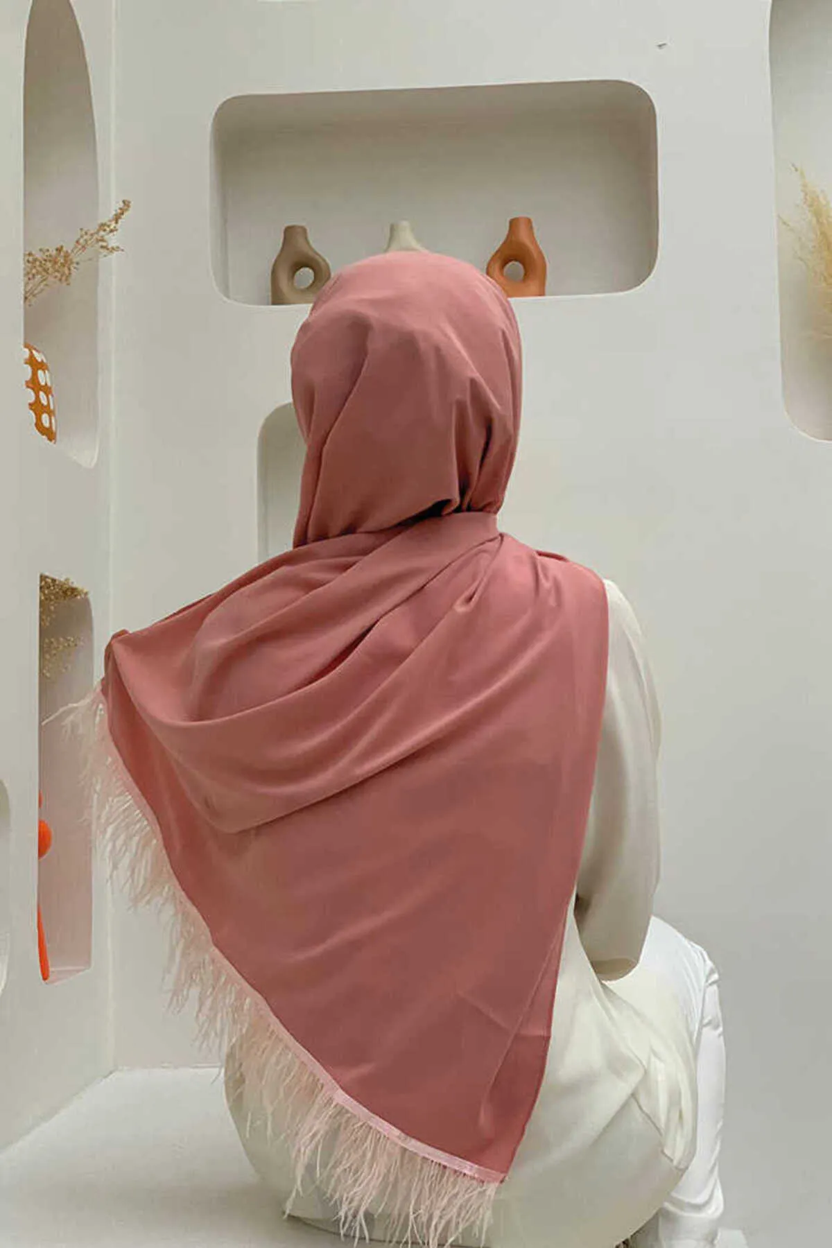Bym Fashion  2019 Feather Shawl Powder