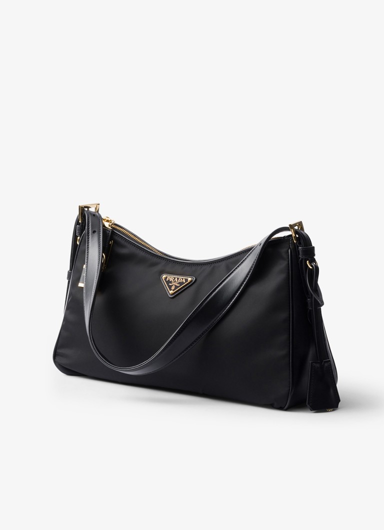 Duża torba na ramię Prada Re-Nylon Aimée ze skórzanymi detalami