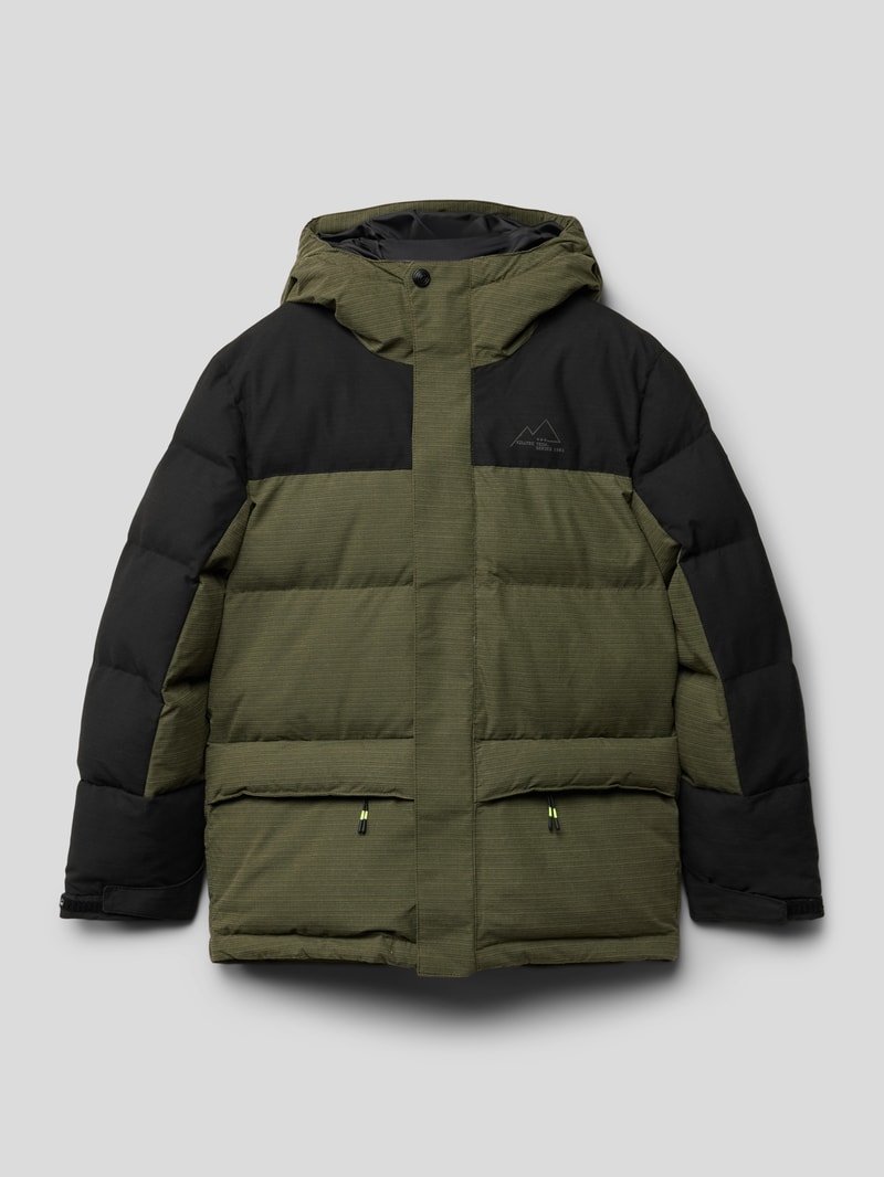 Steppjacke mit Label-Print in khaki