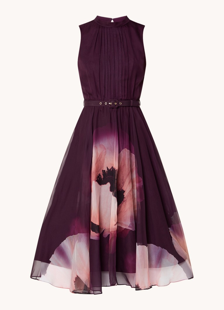 Abito midi Phase Eight Bethany con cintura e stampa floreale