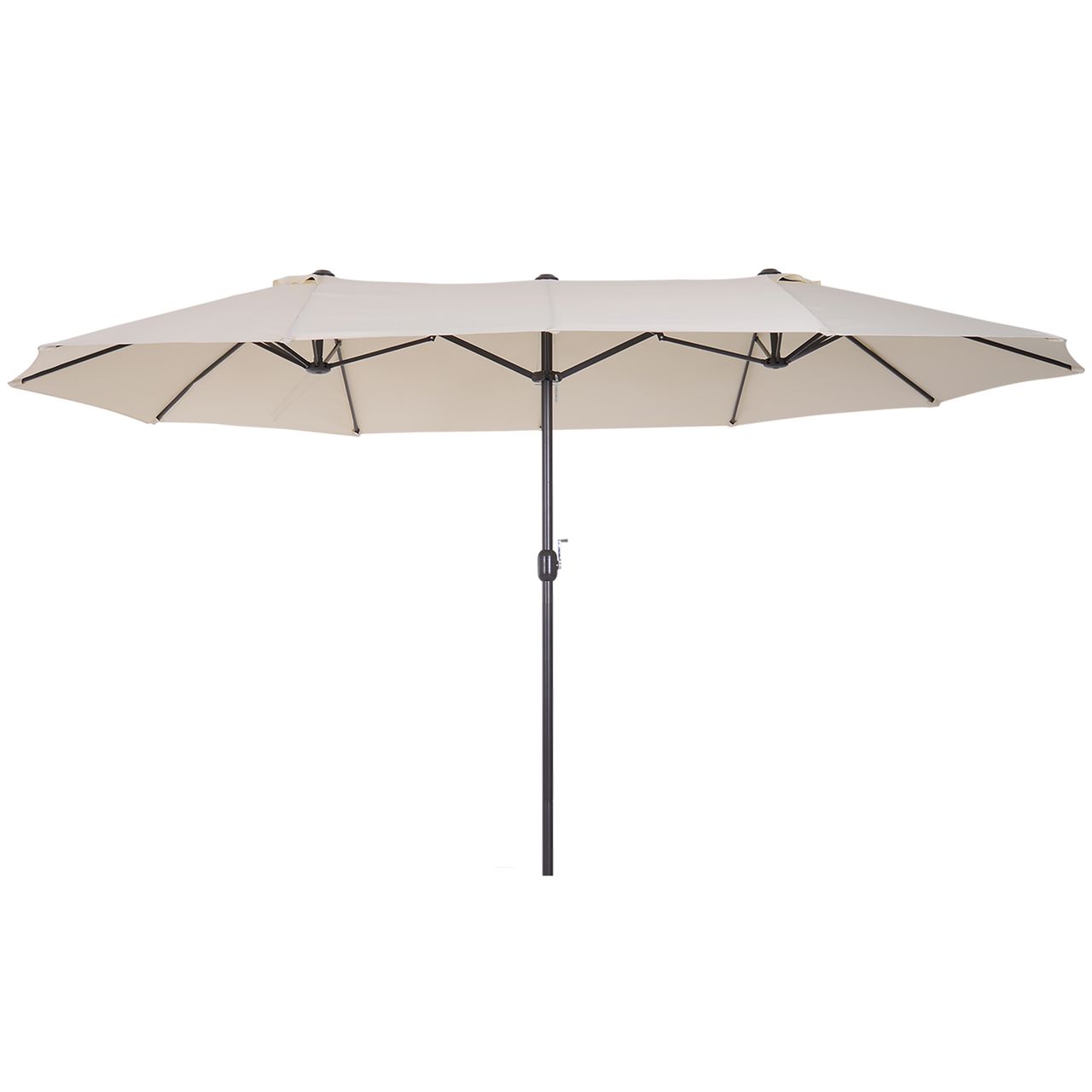 Outsunny Doppelsonnenschirm Gartenschirm Marktschirm mit Handkurbel 455 x 270 cm