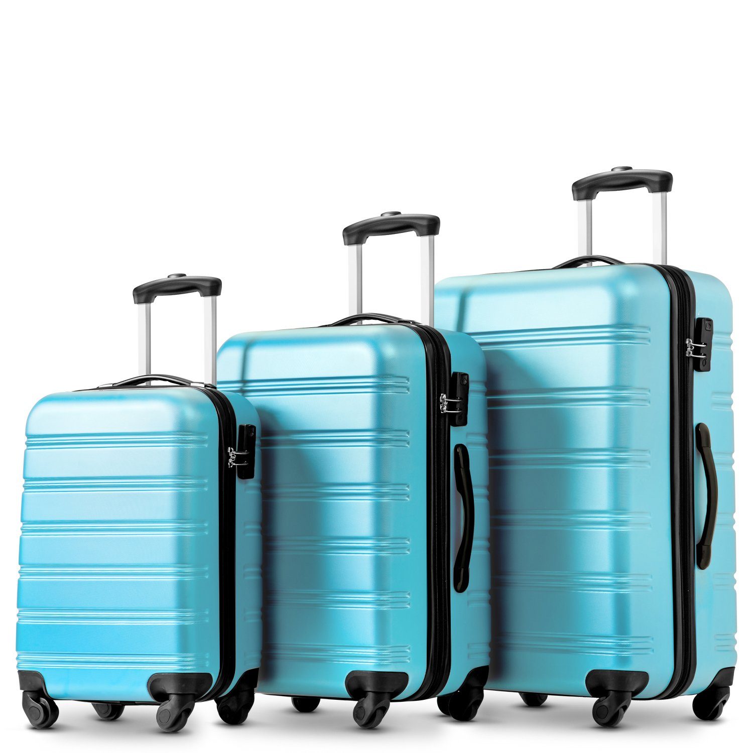 SEEZSSA Trolleyset Hartschalen 3er Kofferset Rollkoffer Reisekoffer Vergrößerbares Gepäck, mit TSA Schloss und 4 Rollen mit Hartschalenkoffer Koffer Set M L XL