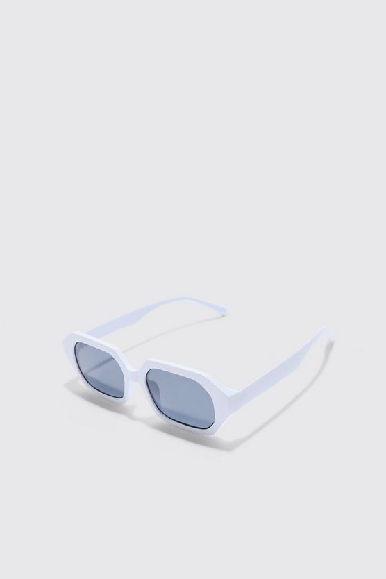 Klobige sechseckige Sonnenbrille in Weiß