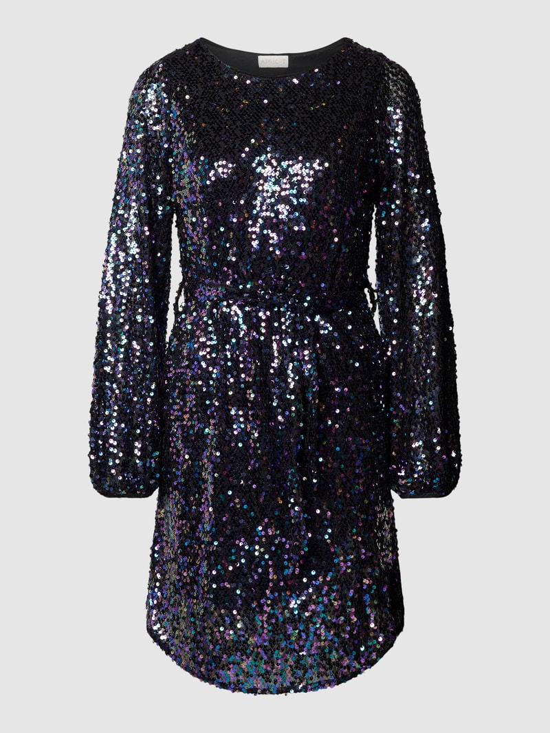 Minikleid mit Allover-Paillettenbesatz in schwarz