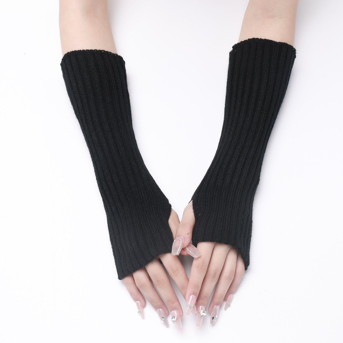 Strickhandschuhe Armstulpe Handschuhe Strickhandschuhe Strick Ärmelabdeckung (1 paar, Ästhetische Mode, einfarbiges Design) Geeignet für alle Gelegenheiten, ein Muss für Herbst und Winter