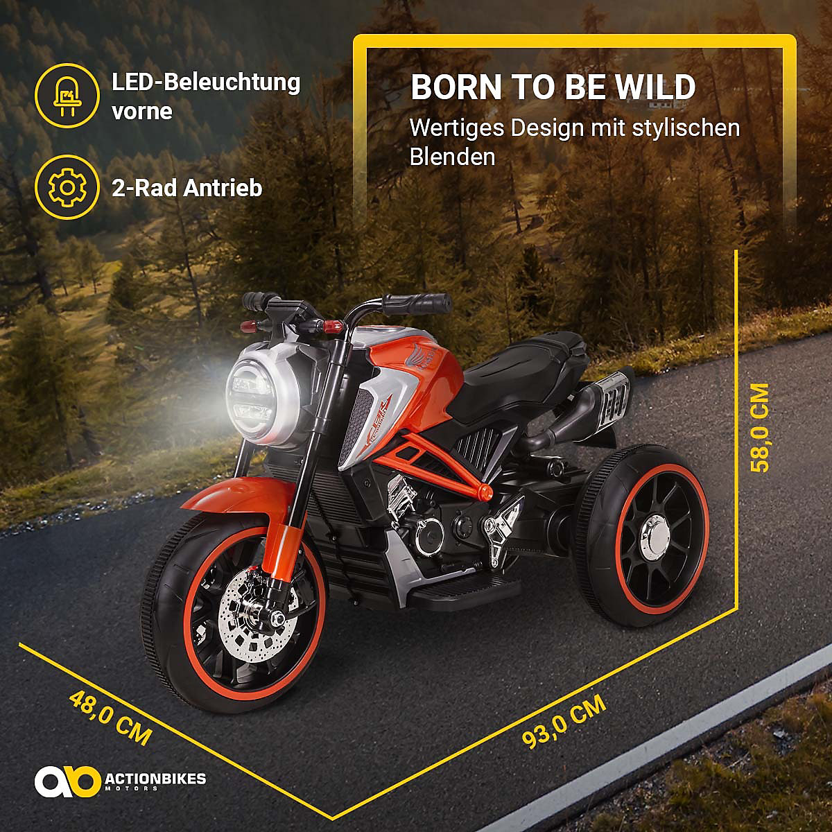 Kinder Elektromotorrad Cruiserbike - 2x18 Watt - Elektrofahrzeug - Motorrad