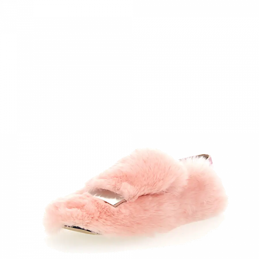 Sergio Rossi - Slipper A77990 Kaninchenfell Metallspange rosa - pink