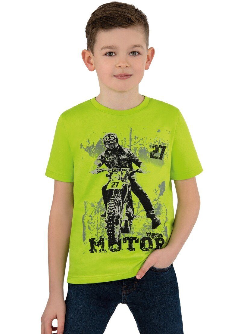 Trigema T-Shirt TRIGEMA Jungen T-Shirt mit coolem Motorrad-Motiv