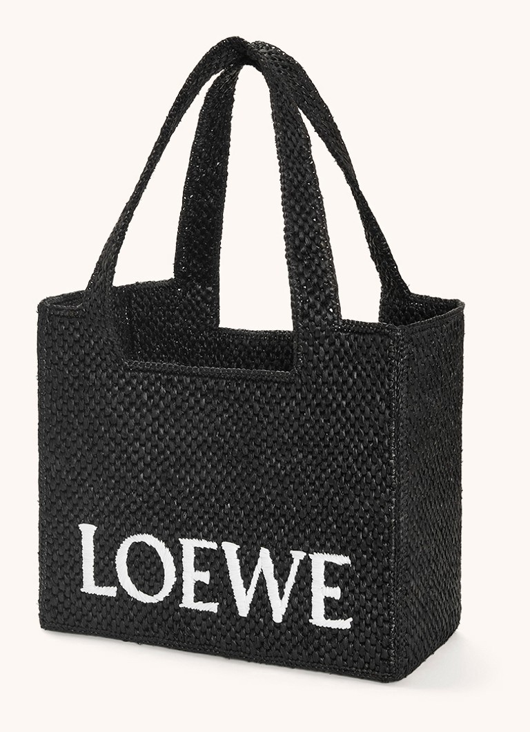 LOEWE Font Medium raffia shopper with detachable shoulder strap