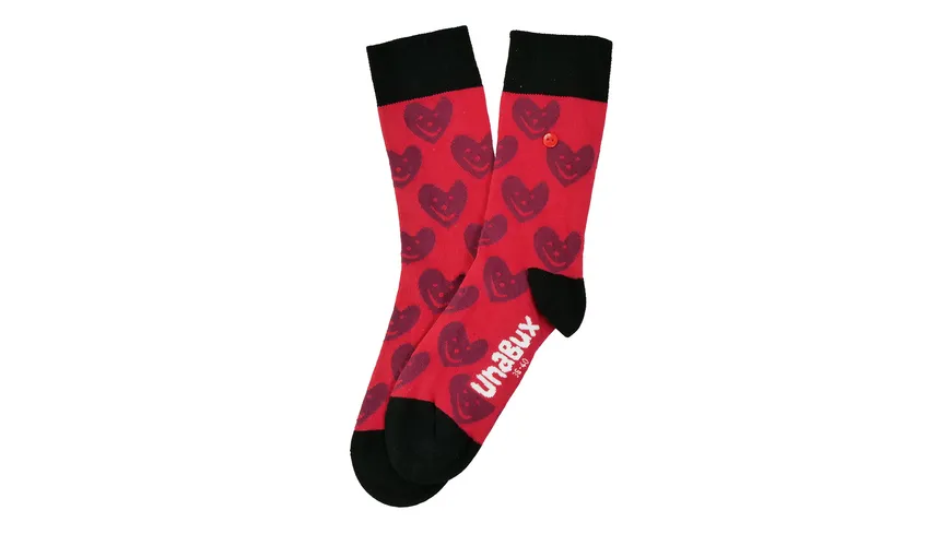 Unabux Unisex Socken Herzen schwarz, rot