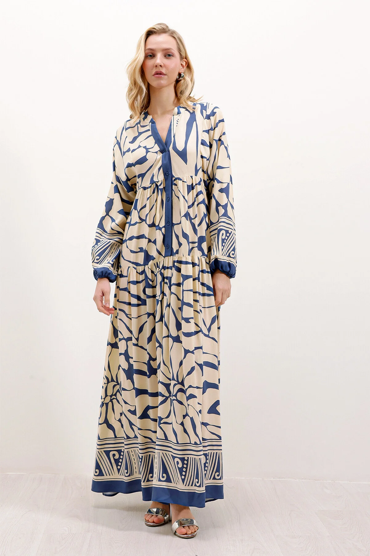 Bigdart  2423 Authentisches gemustertes Kleid - C. Indigo