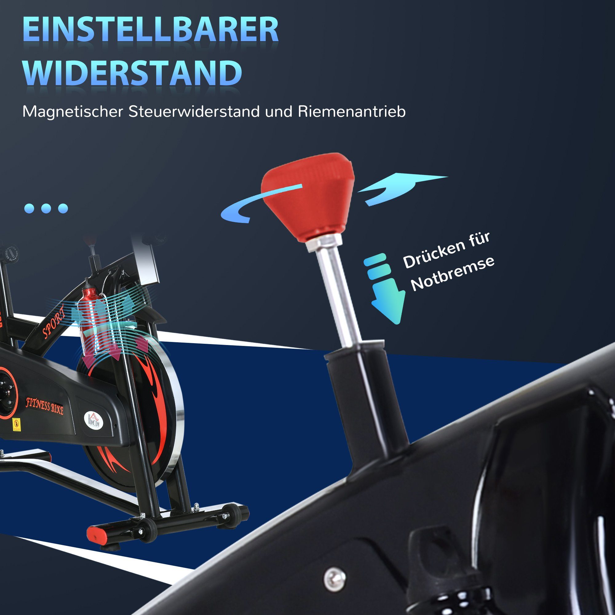 HOMCOM Heimtrainer Fahrradtrainer, höhenverstellbar, 47 x 120 x 117cm, mit LCD-Anzeige