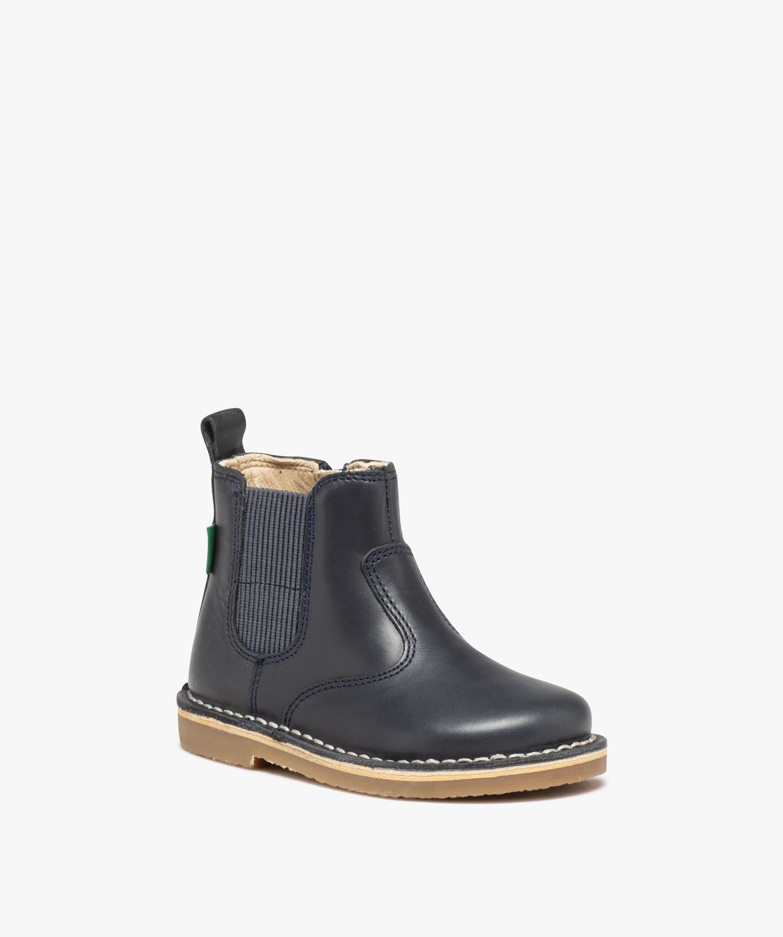 Boots bébé fille unies en cuir style Chelsea - Kickers marine | GEMO