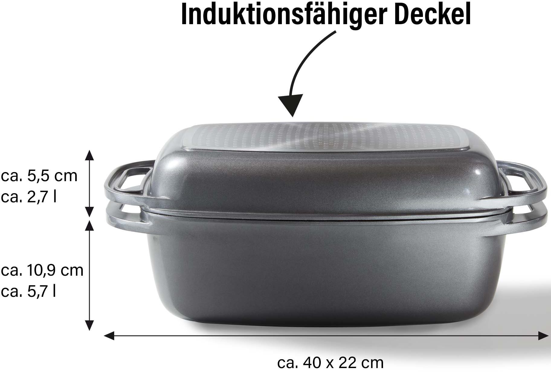 STONELINE Bräter, Aluminiumguss (1-tlg), mit Alugussdeckel, Induktion