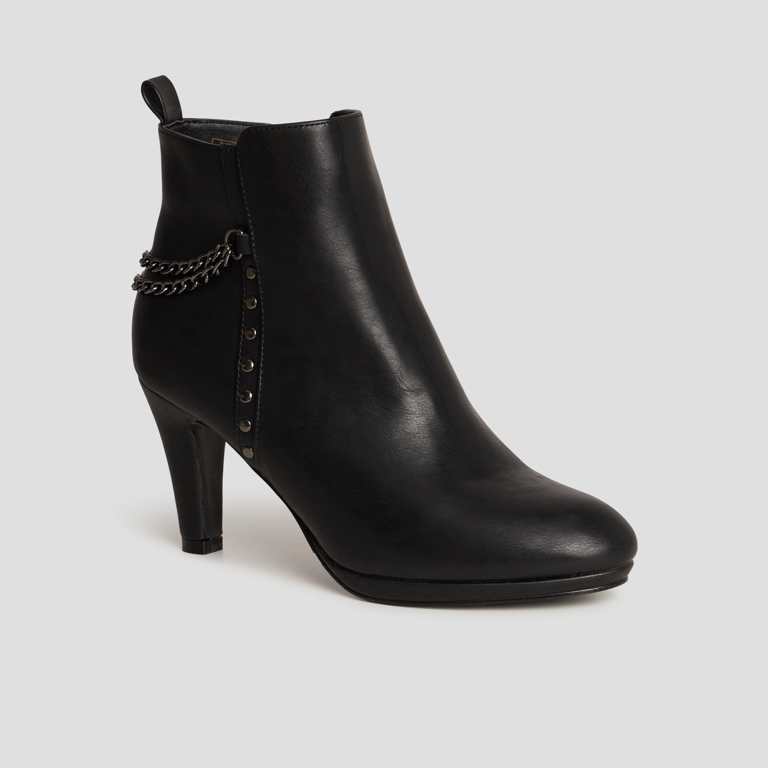Bottines détails chaînes à talons noir femme | La Halle