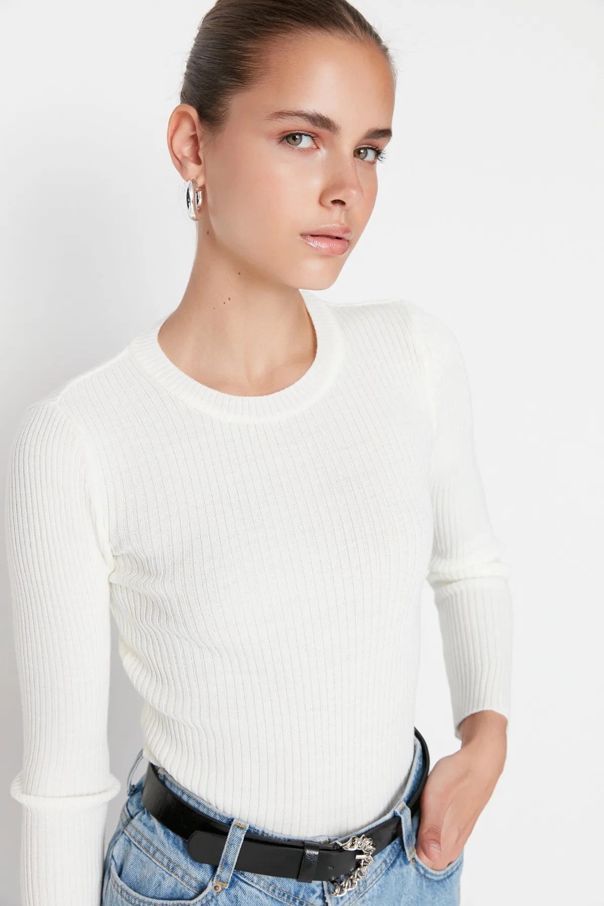 Trendyol Collection  Schwarz-weißer Strickpullover
