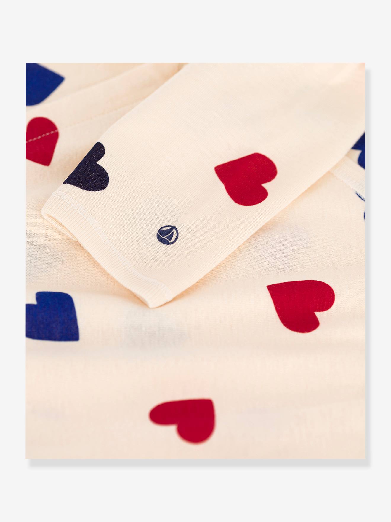 Pyjama cœur bébé en coton PETIT BATEAU beige imprimé