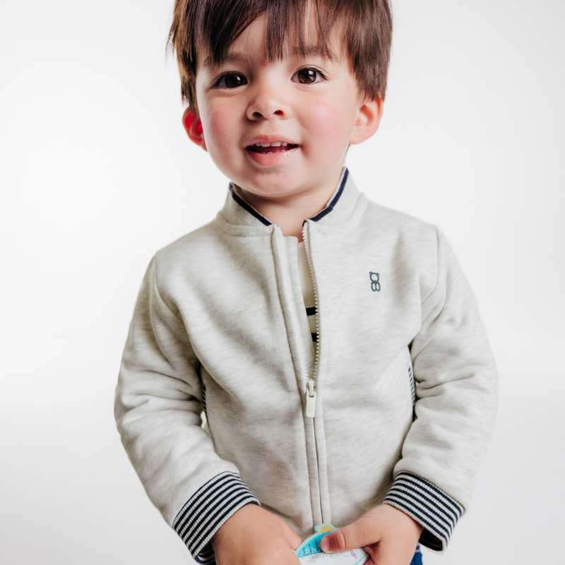 Teddy zippé en molleton doux blanc bébé garçon