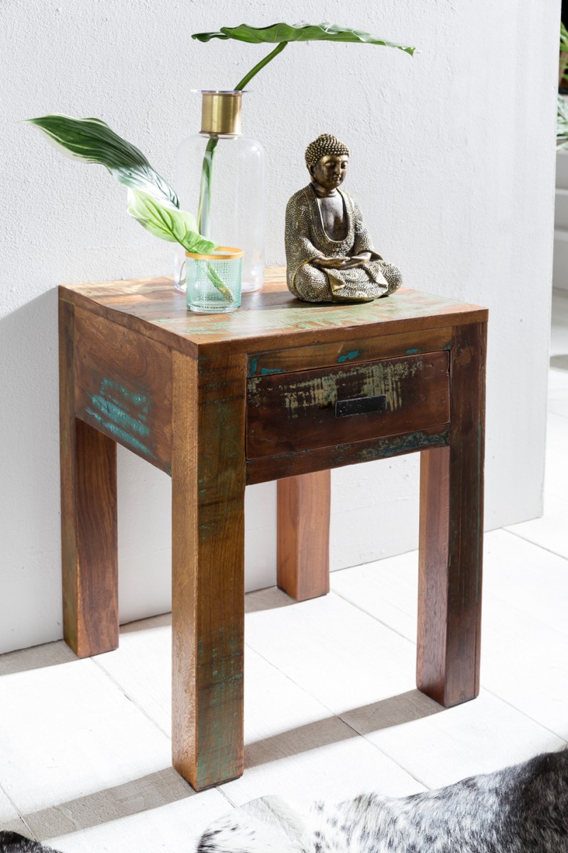 Wohnling Shabby-Chic Nachttisch KALKUTTA Mango-Holz