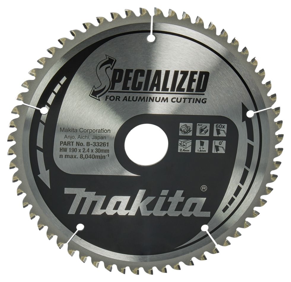 Makita Tilbehør B-33261 Cirkelsavklinge Specialized Aluminium TCG 190 x 30 x 2,4 mm T60