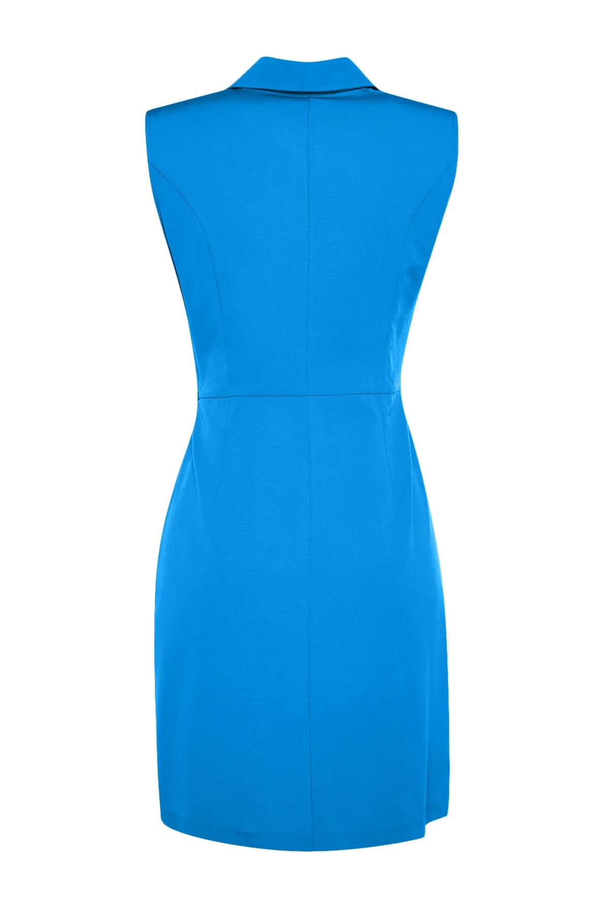 Trendyol Collection  Blaues Mini-Jackenkleid in A-Linie/Glockenform mit Bindedetail TWOSS23EL01508