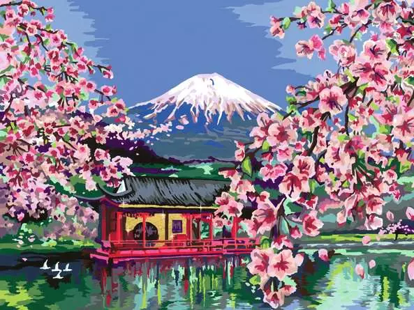 CreArt Japanische Kirschblüten - Malen nach Zahlen für Erwachsene