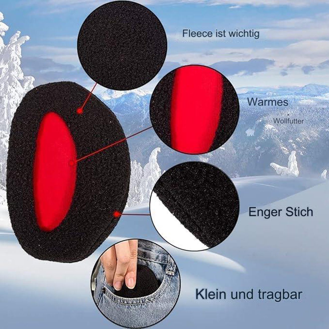 HOHEA H Ohrenwärmer Ohrenwärmer,Tragbare Ohrenschützer,Tragbare Ohrenschützer (1-St) Plüsch-Ohrenschützer Outdoor Winddichte Ohrenschützer
