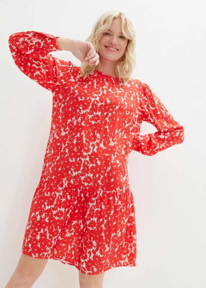 Langarmkleid aus nachhaltiger Viskose