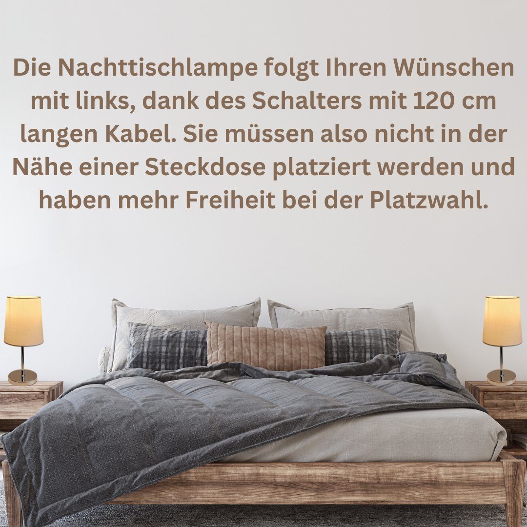 Lichthandel Hoch LED Tischleuchte Set LED Nachttischlampe Tischleuchte modern Stoffschirm incl. 3W LED, LED wechselbar, warmweiß, inklusive LED, nicht dimmbar, Doppelset
